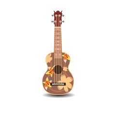Vector illustration of hawaiian guitar ukulele isolated on white background.
