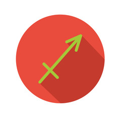 Saggitarius. Classic Astrological Zodiac Sign. Vector icon in Flat Style with Long Shadow