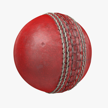 Cricket Ball on white. 3D illustration