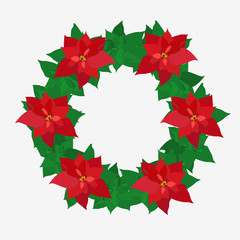 Christmas Wreath. Poinsettia plant