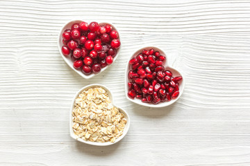 concept healthy for heart food on wooden background top view