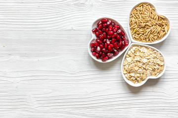 concept healthy for heart food on wooden background top view