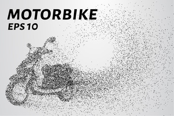 Motorcycle of the particles. Motorbike consists of circles and points. Vector illustration