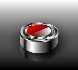 Web button with red glass and chrome metallic elements.