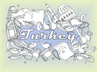 Turkey line art design vector illustration