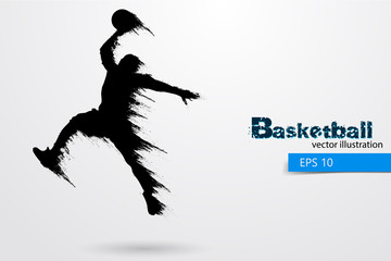 Silhouette of a basketball player. Vector illustration - obrazy, fototapety, plakaty