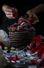 Dessert, strawberry, hands