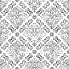 Seamless oriental pattern in the style of baroque. Traditional classic ornament. Black and white pattern