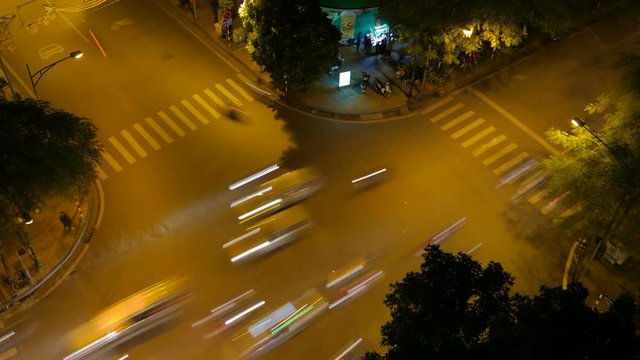 Hanoi Vietnam night city traffic time lapse