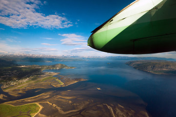 Fototapeta na wymiar view from the plane.North of Norway