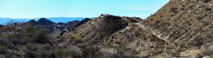 Panorama of Tabernas Desert in Spain