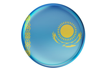 Badge with flag of Kazakhstan, 3D rendering