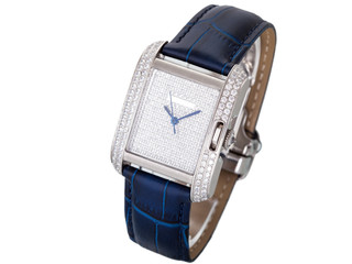 Wrist watch on a white background, nobody.