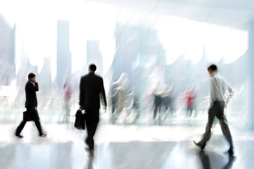 group of people in the lobby business center