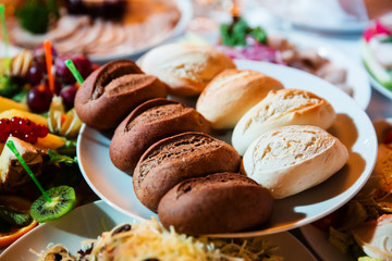 Bread on the plate in the restaurant