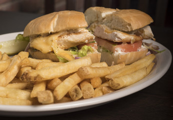 Chicken sandwich with french fries