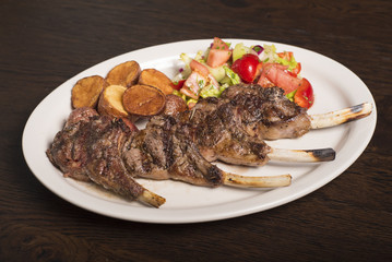 Grilled pork chops lunch plate