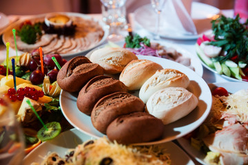 Bread on the plate in the restaurant