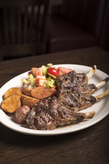 Grilled pork chops lunch plate