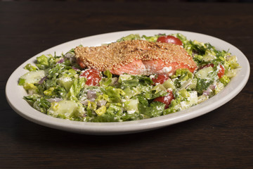 Sesame encrusted salmon salad