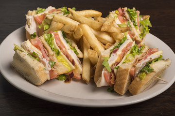 Chicken sub plate with fries