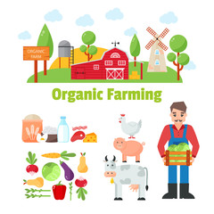 Fototapeta na wymiar Organic farm vector illustration.
