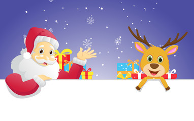 Christmas banner. Santa Claus and his reindeer.