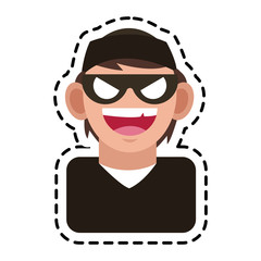 Hacker icon. Security system warning protection and danger theme. Isolated design. Vector illustration