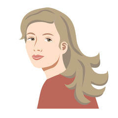 Woman looking back, isolated vector