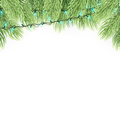 Christmas ornament background design element. Glowing lights Garlands Christmas tree decorations. Christmas garland realistic Vector illustration.