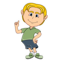 Little boy pointing his finger cartoon