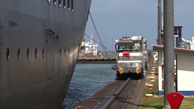 Ship moving through the Panama Canal