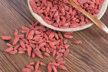 Dried Goji Berries (also known as Wolfberry) on a plate