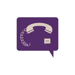Phone and bubble icon. Call center technical service online and support theme. Isolated design. Vector illustration