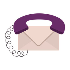 Envelope and phone icon. Call center technical service online and support theme. Isolated design. Vector illustration