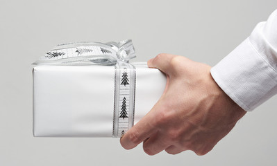 Closeup of white gift box