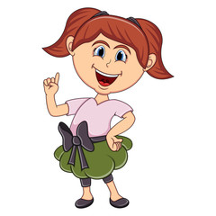 Beautiful little girl pointing her finger cartoon