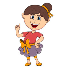 Beautiful little girl pointing her finger cartoon