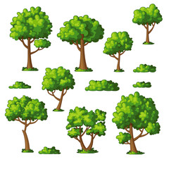 Fototapeta premium Illustration of some trees and bushes