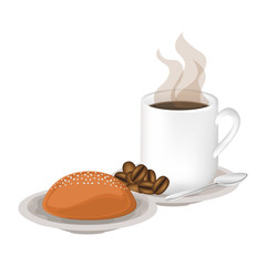 Bread and coffee mug icon. Bakery food shop traditional and product theme. Isolated design. Vector illustration