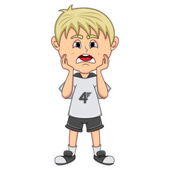 Little boy sad cartoon