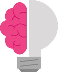 Brain and grey light bulb