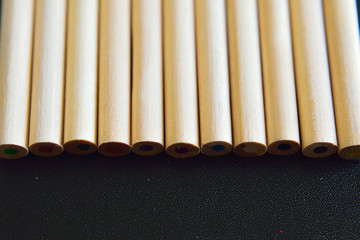 Macro background texture of lined up Pencils