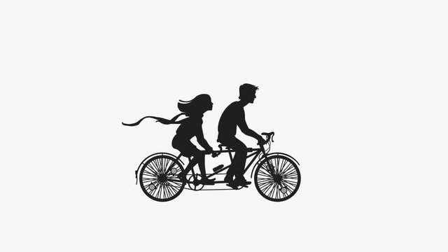 Couple on Tandem Bicycle Animation