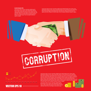 handshake with money. corruption concept - vector