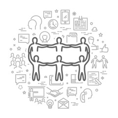 Vector line web concept for teamwork