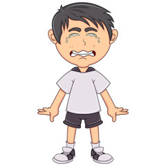 Little boy crying cartoon