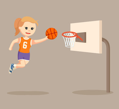 basket ball player girl jumping