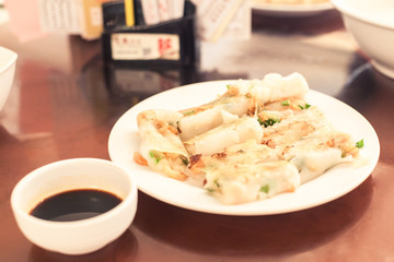 rice skin dumplings with vegetable, Hongkong food 