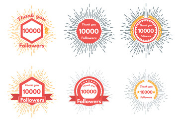 Thank you followers icons or badge set